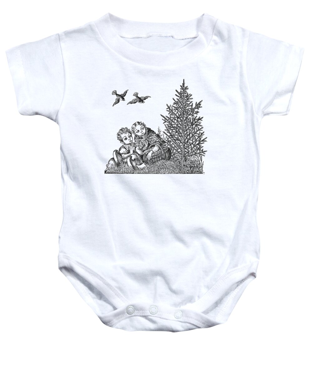 19th Century Baby Onesie featuring the drawing Andersen The Fir Tree by Granger