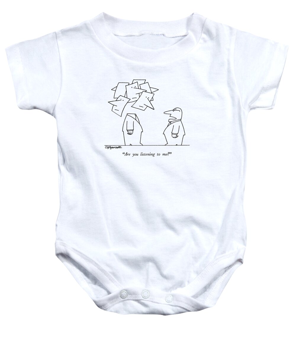 Business Baby Onesie featuring the drawing Are You Listening To Me? by Charles Barsotti