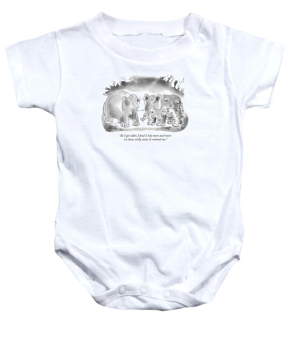 Animals Baby Onesie featuring the drawing As I Get Older by Arnie Levin