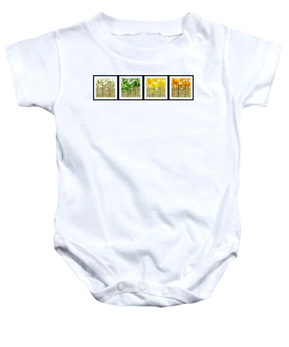 Abstract Baby Onesie featuring the digital art Aspen Colorado Abstract Horizontal 4 In 1 Collection by Andee Design