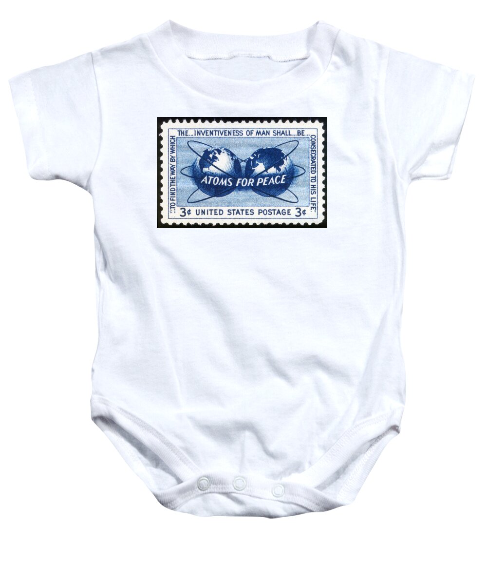 Philately Baby Onesie featuring the photograph Atoms For Peace, U.s. Postage Stamp by Science Source