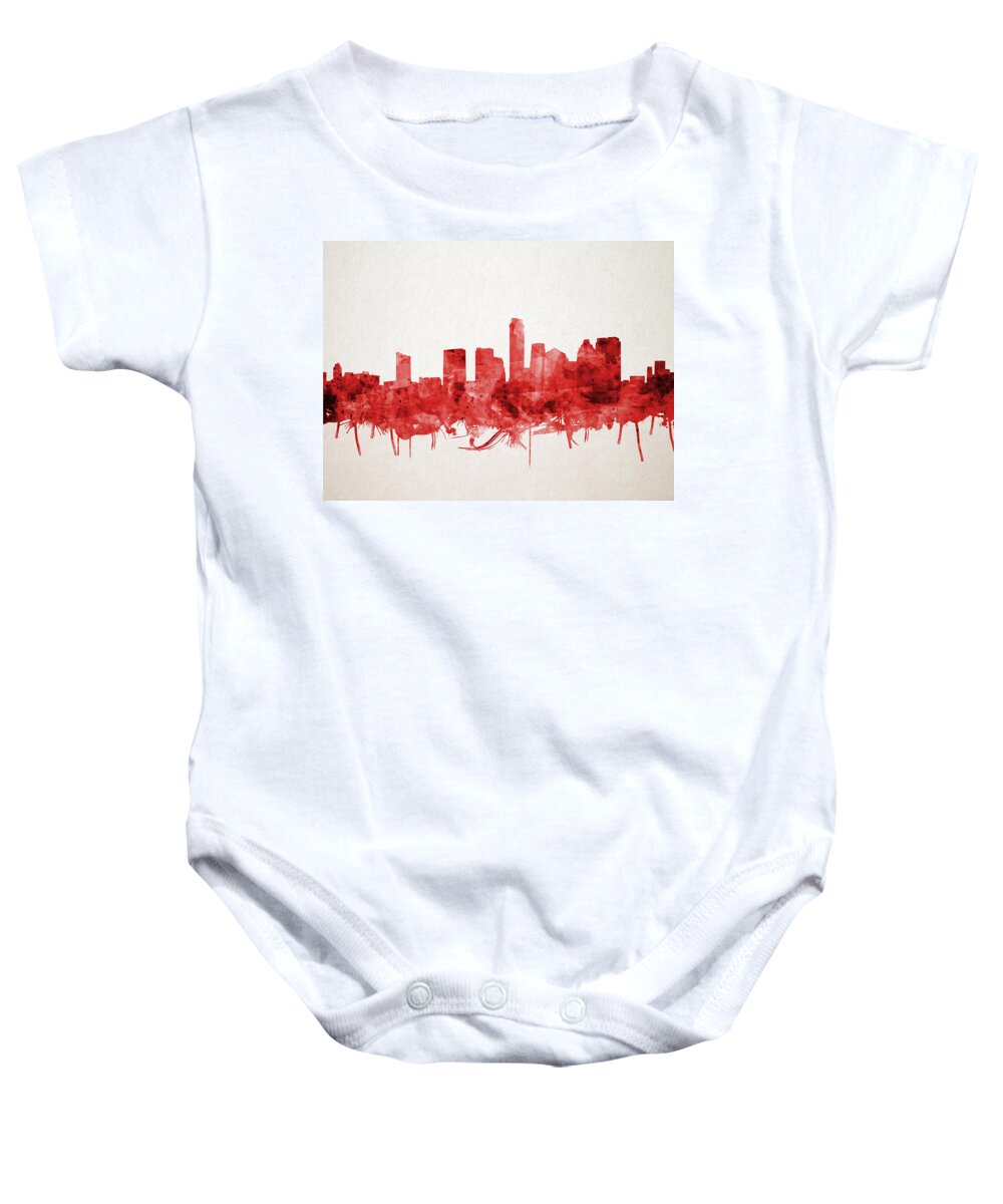 Austin Texas Baby Onesie featuring the painting Austin Texas Skyline Watercolor 4 by Bekim M