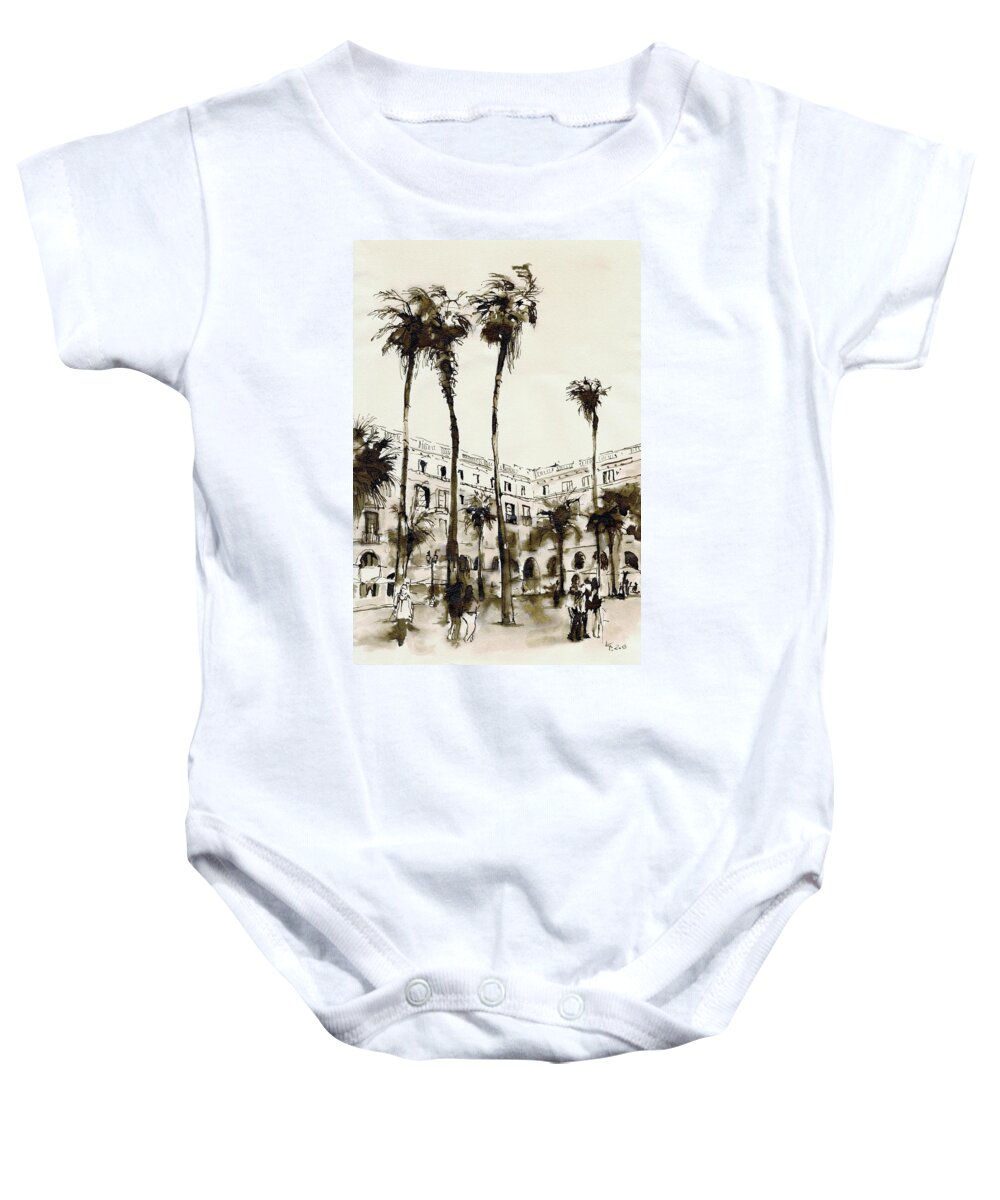 Barcelona Baby Onesie featuring the drawing Barcelona_1 by Karina Plachetka