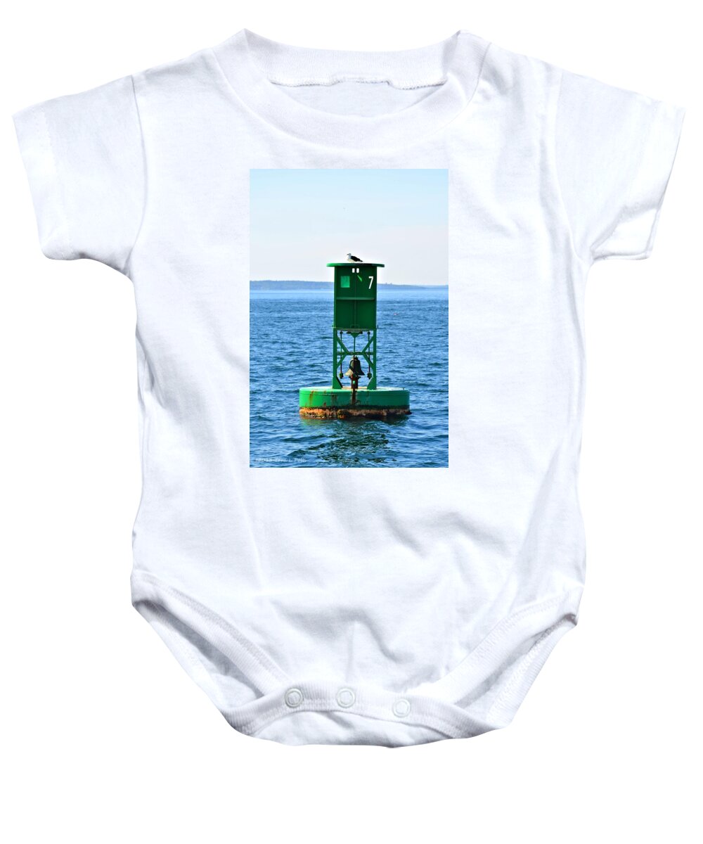 Bell Buoy Baby Onesie featuring the photograph Bell Buoy with Guest by Tara Potts