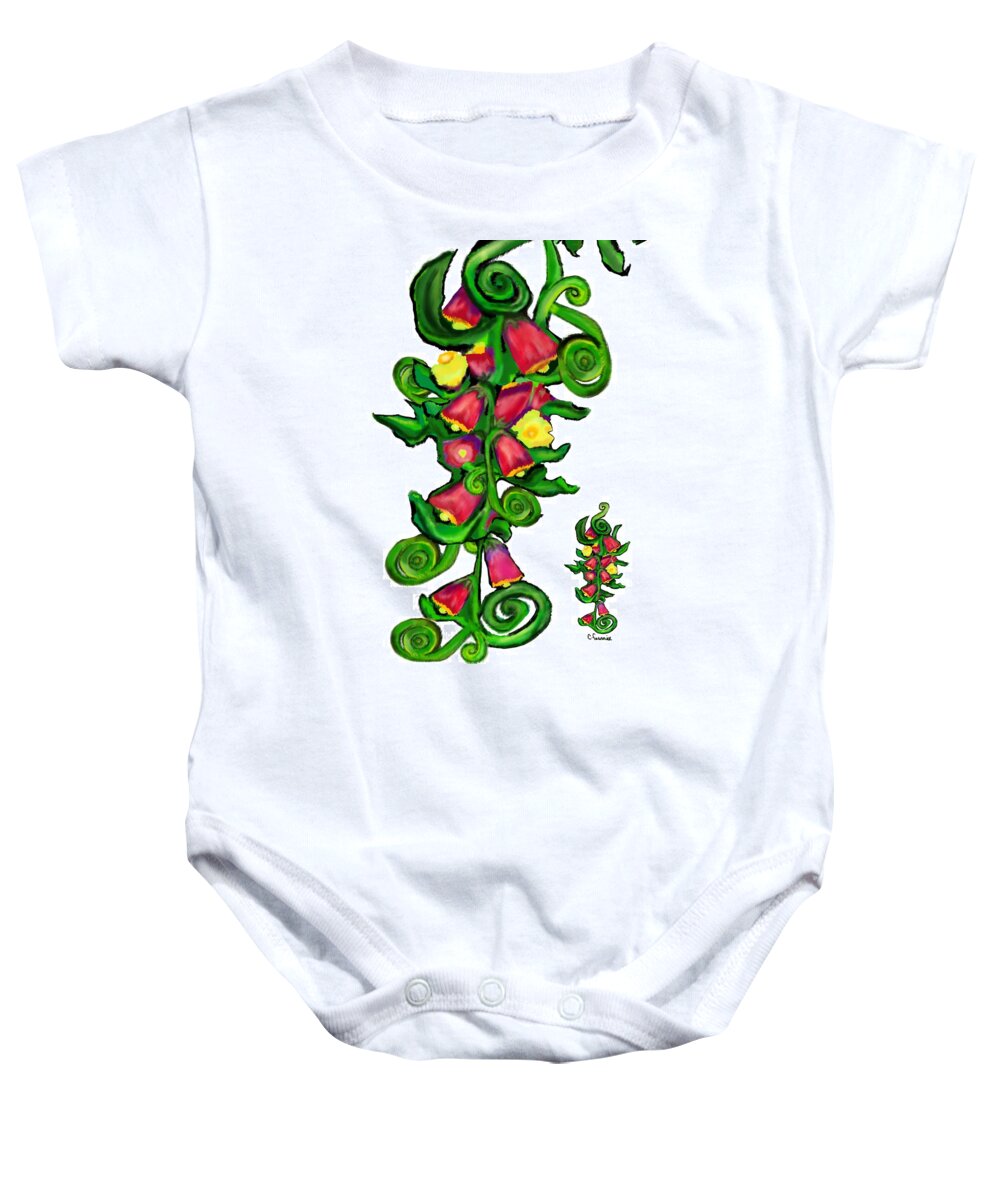 Bell Flowers Baby Onesie featuring the painting Bell Flowers by Christine Fournier
