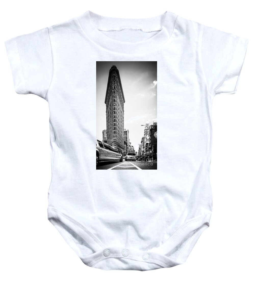 Nyc Baby Onesie featuring the photograph Big In The Big Apple - Bw by Hannes Cmarits