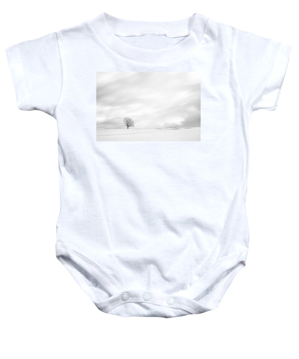 Autumn Baby Onesie featuring the photograph Black and White Tree #1 by U Schade