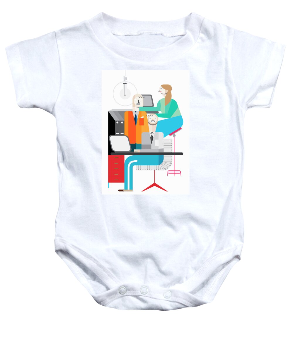 Access Baby Onesie featuring the photograph Business People At Computers In Office by Ikon Ikon Images