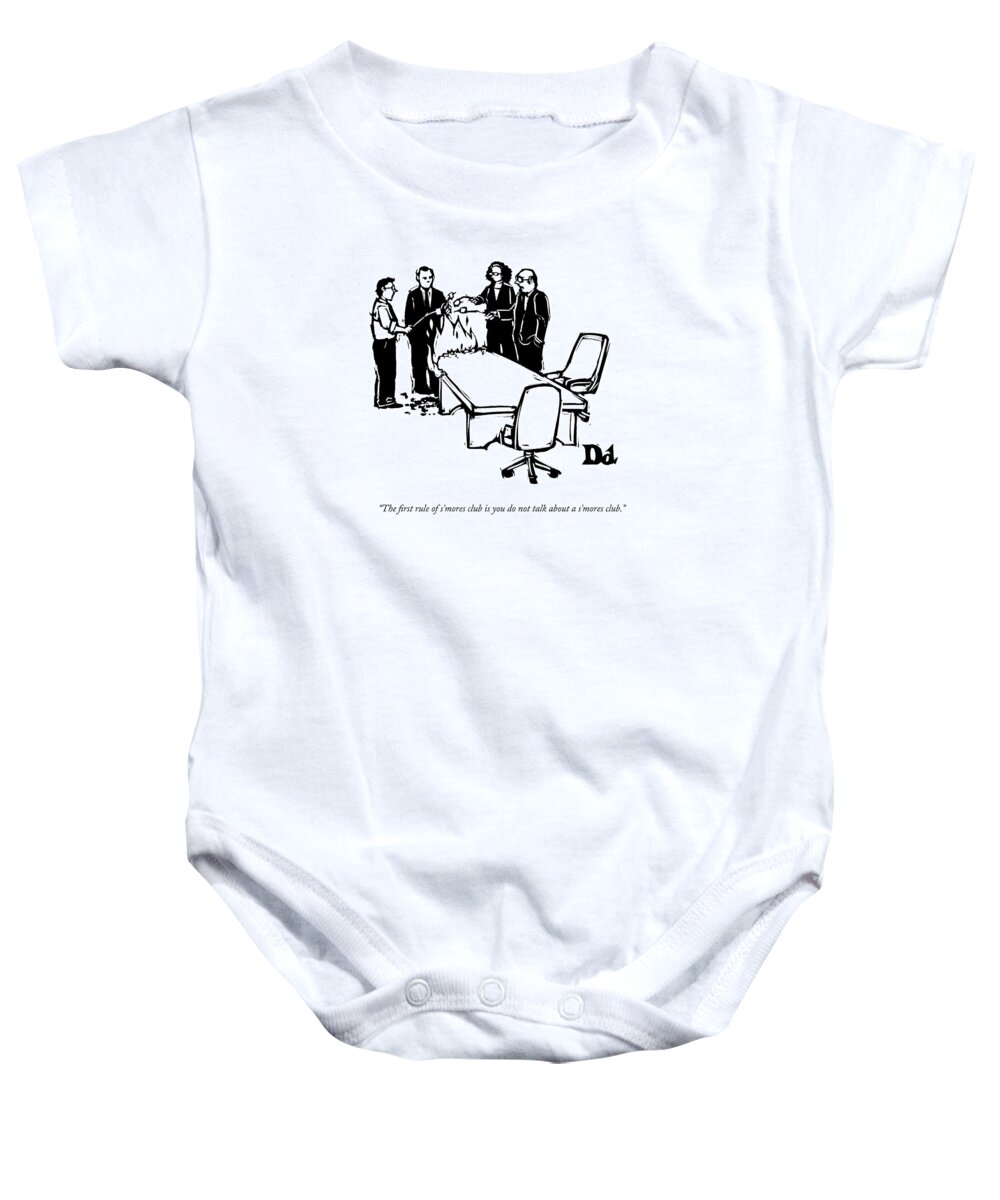 Caption Contest Tk Baby Onesie featuring the drawing Businessmen And Women Warm Themselves On A Fire by Drew Dernavich