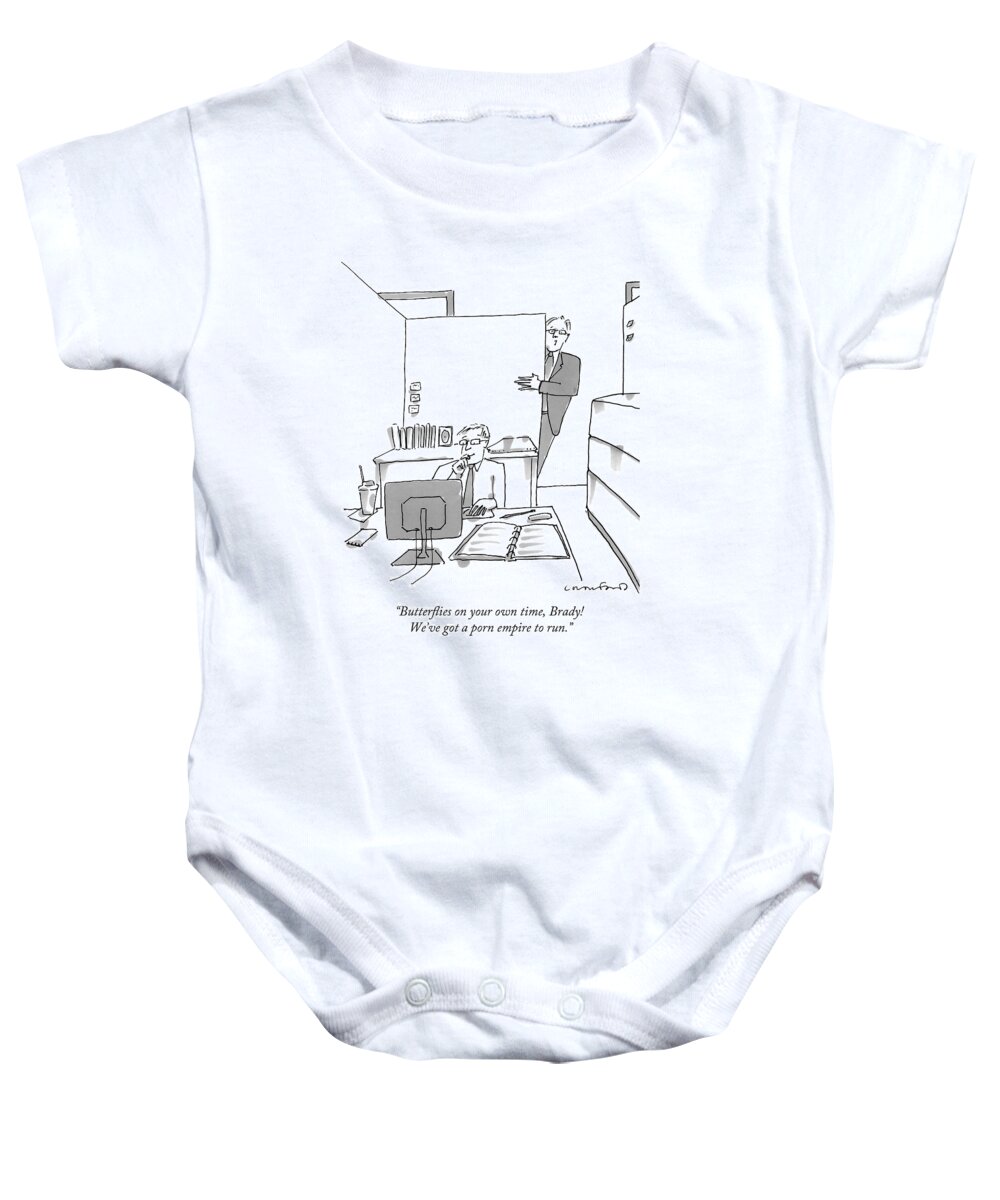Work Baby Onesie featuring the drawing Butterflies On Your Own Time by Michael Crawford
