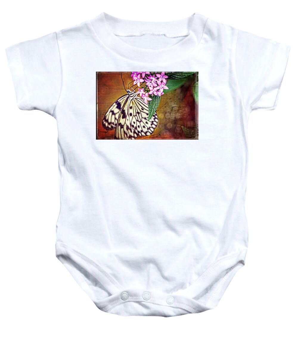 Butterfly Baby Onesie featuring the painting Butterfly Art - Hanging On - By Sharon Cummings by Sharon Cummings