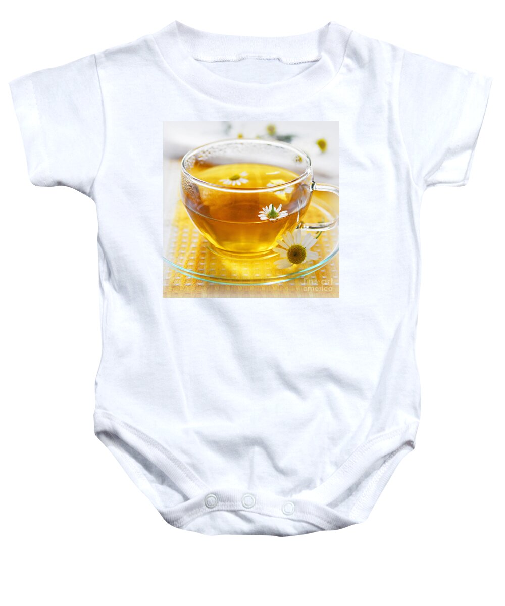 Chamomile Baby Onesie featuring the photograph Chamomile tea 2 by Elena Elisseeva