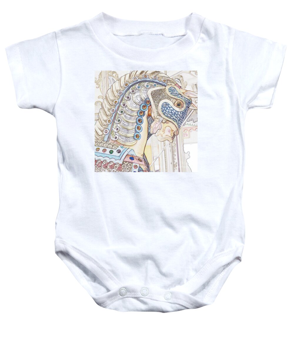 Carousel Baby Onesie featuring the photograph Carousel Stallion by Lilliana Mendez