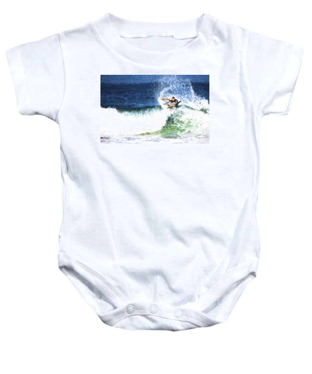Surfer Baby Onesie featuring the photograph Catching a wave by Sheila Smart Fine Art Photography