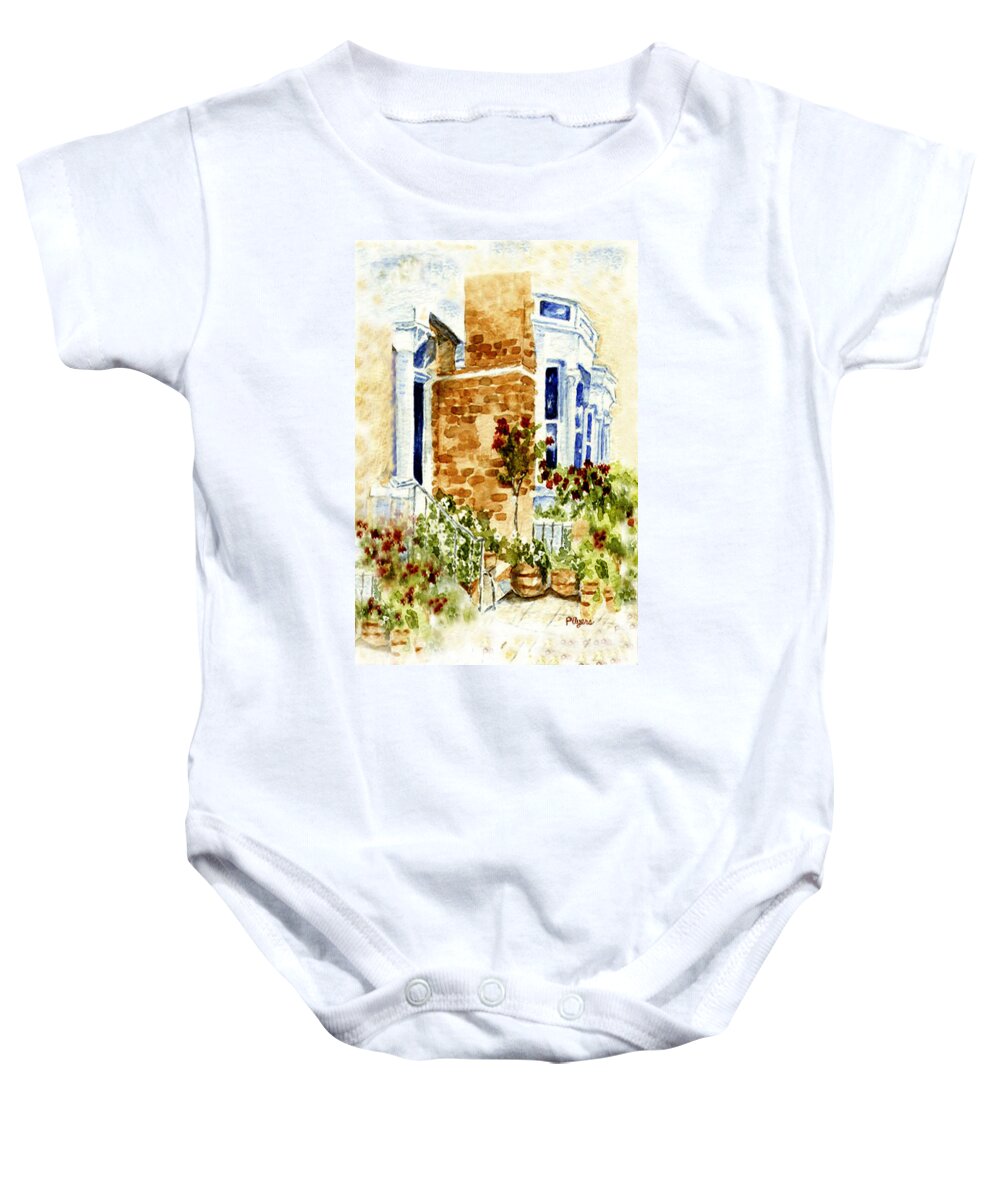 Watercolor Baby Onesie featuring the painting Chelsea Row by Paula Ayers