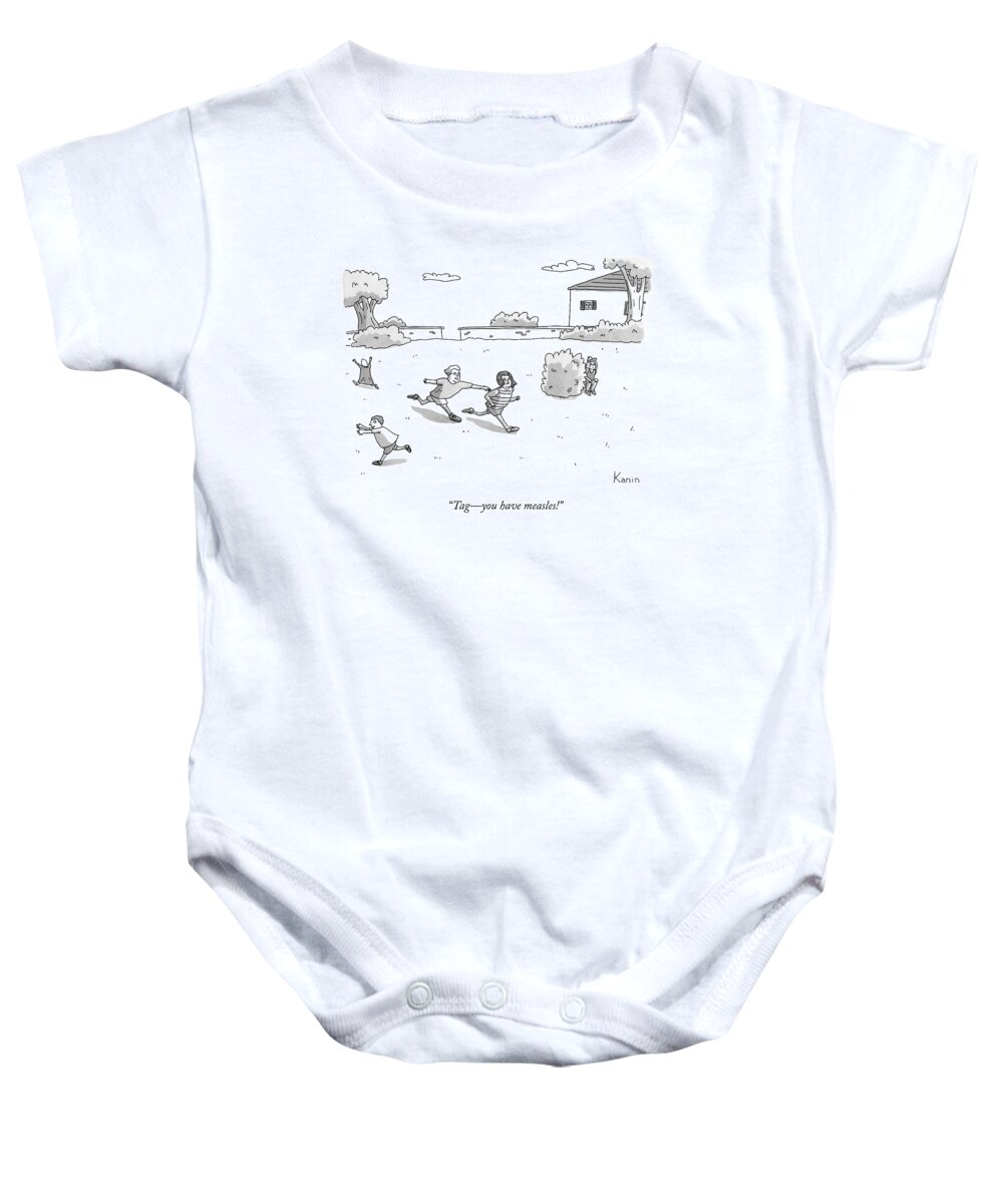 Tag Baby Onesie featuring the drawing Children Play Tag by Zachary Kanin