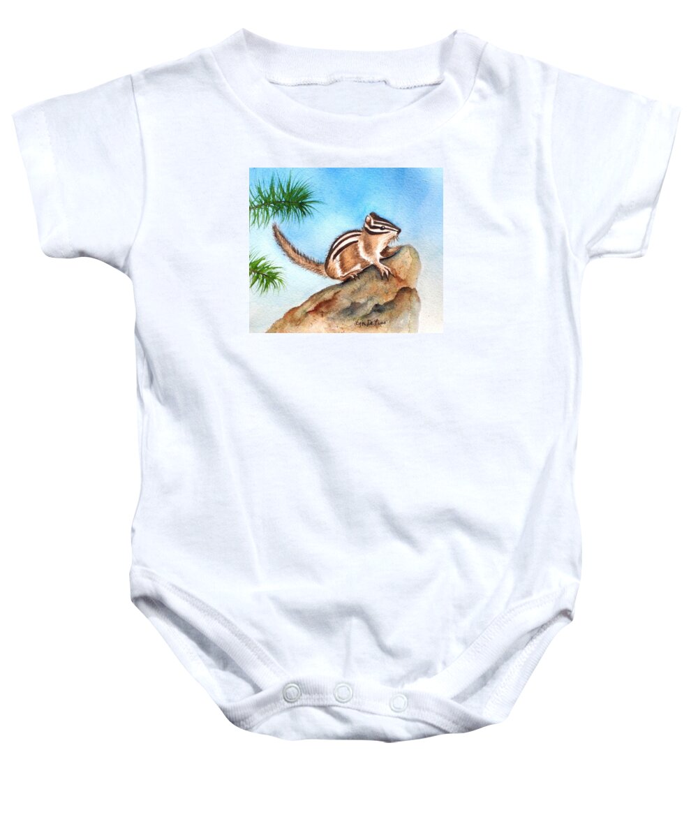 Chipmunks Baby Onesie featuring the painting Chippy Chipmunk by Lyn DeLano