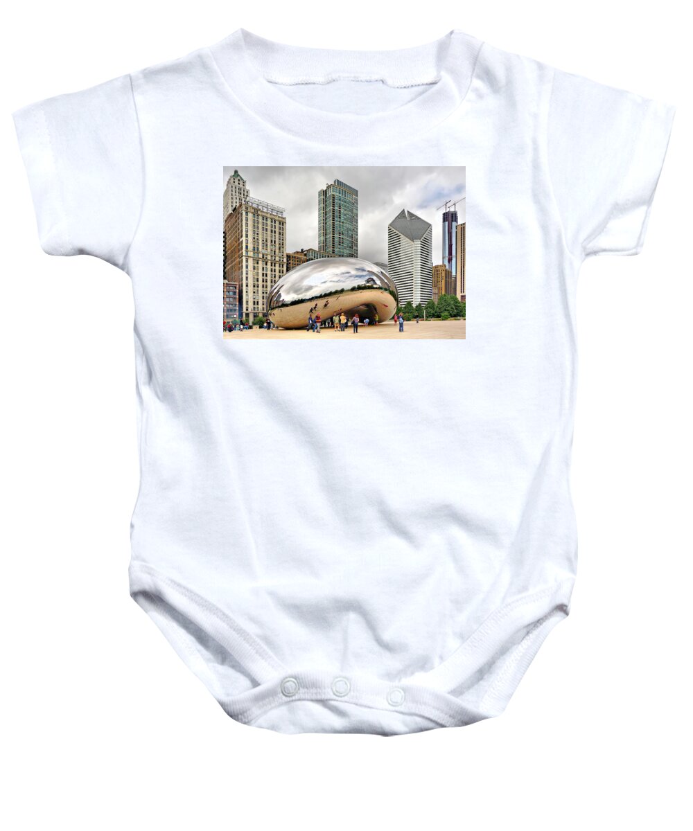 Cloud Gate Baby Onesie featuring the photograph Cloud Gate in Chicago by Mitchell R Grosky