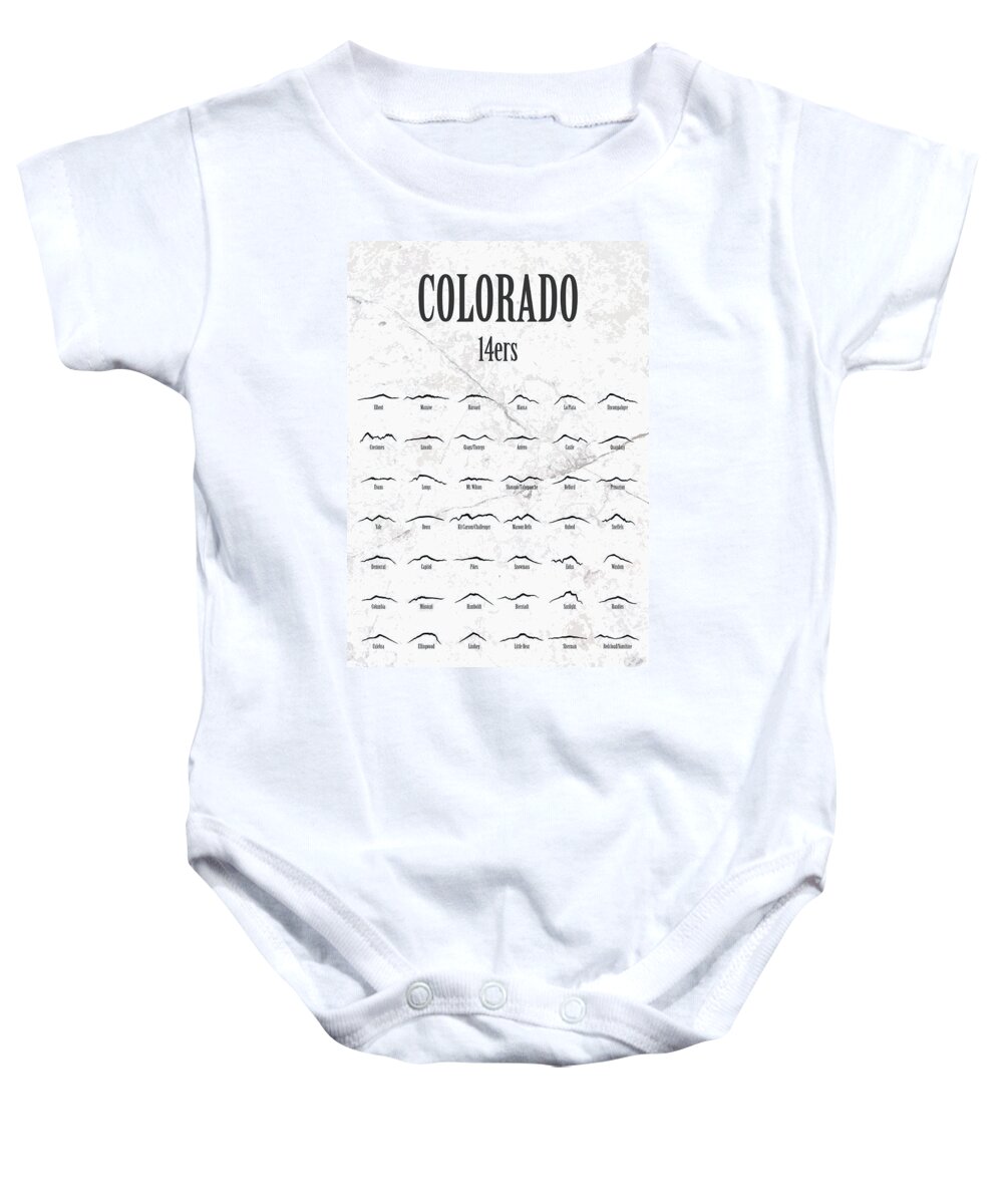 Colorado Baby Onesie featuring the photograph Colorado 14er List by Aaron Spong