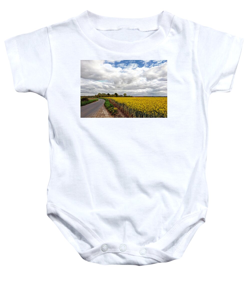 Farm Landscape Baby Onesie featuring the photograph Colorful Backroads - Rapeseed Fields by Gill Billington