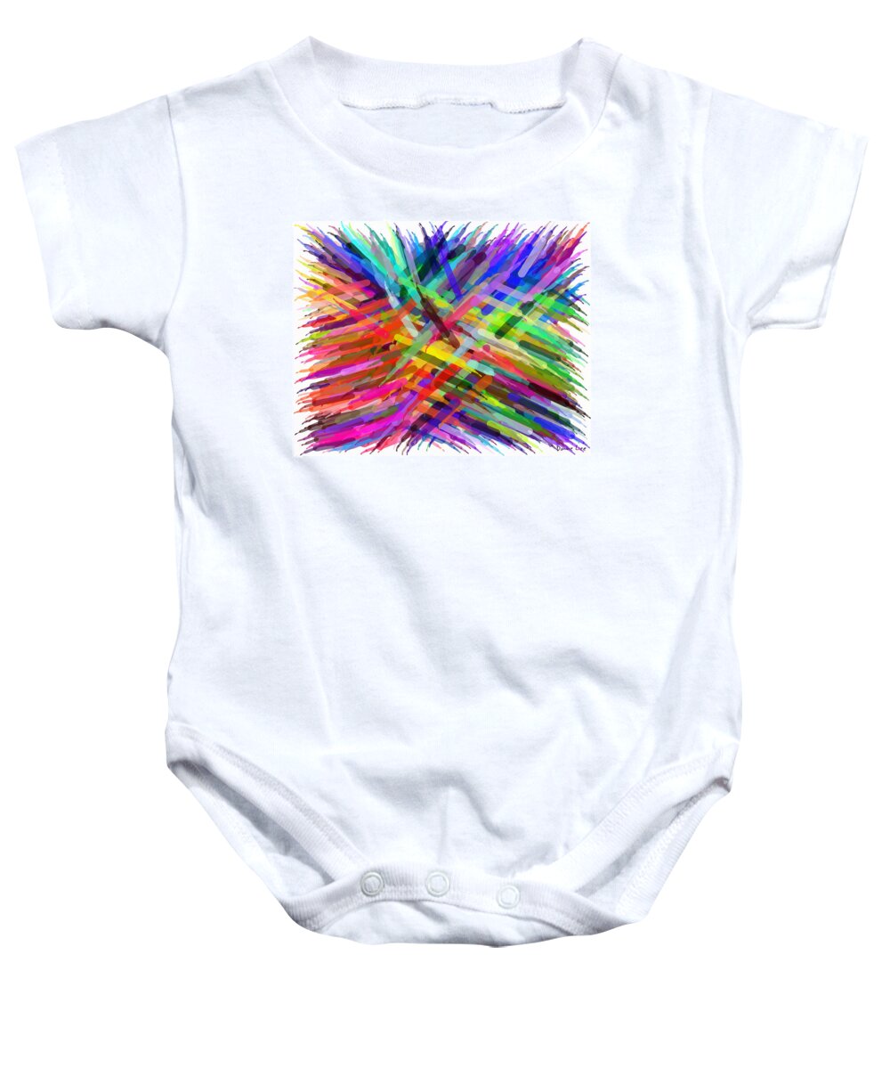 Abstract Baby Onesie featuring the digital art Colorful Cattails by Dave Lee
