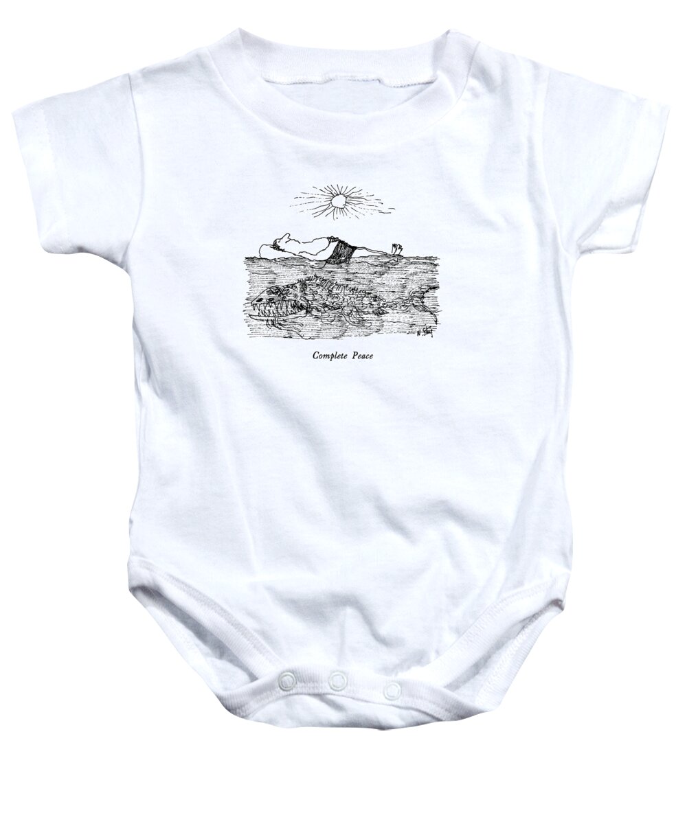 Complete Peace

Complete Peace: Title. A Man Lies At Rest On A Raft Baby Onesie featuring the drawing Complete Peace by William Steig