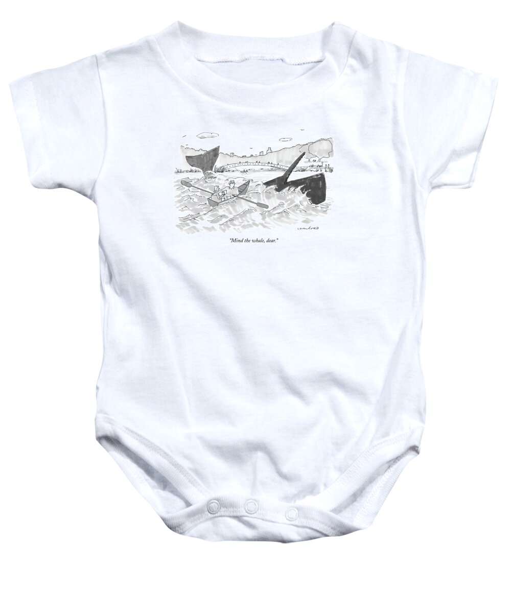Whale Baby Onesie featuring the drawing Couple In A Rowboat In Central Park Lake Row by Michael Crawford