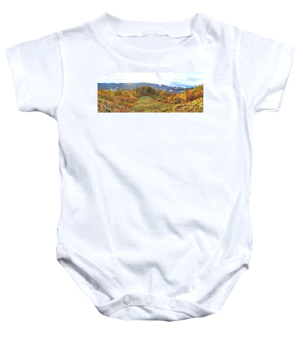 9037 Baby Onesie featuring the photograph Craggy Sunrise by Gordon Elwell