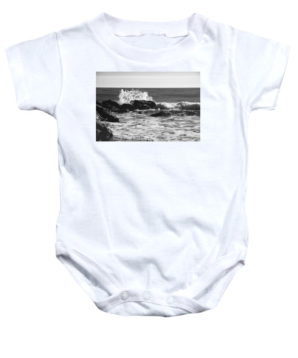 Cape May Baby Onesie featuring the photograph Crashing Waves by Jennifer Ancker