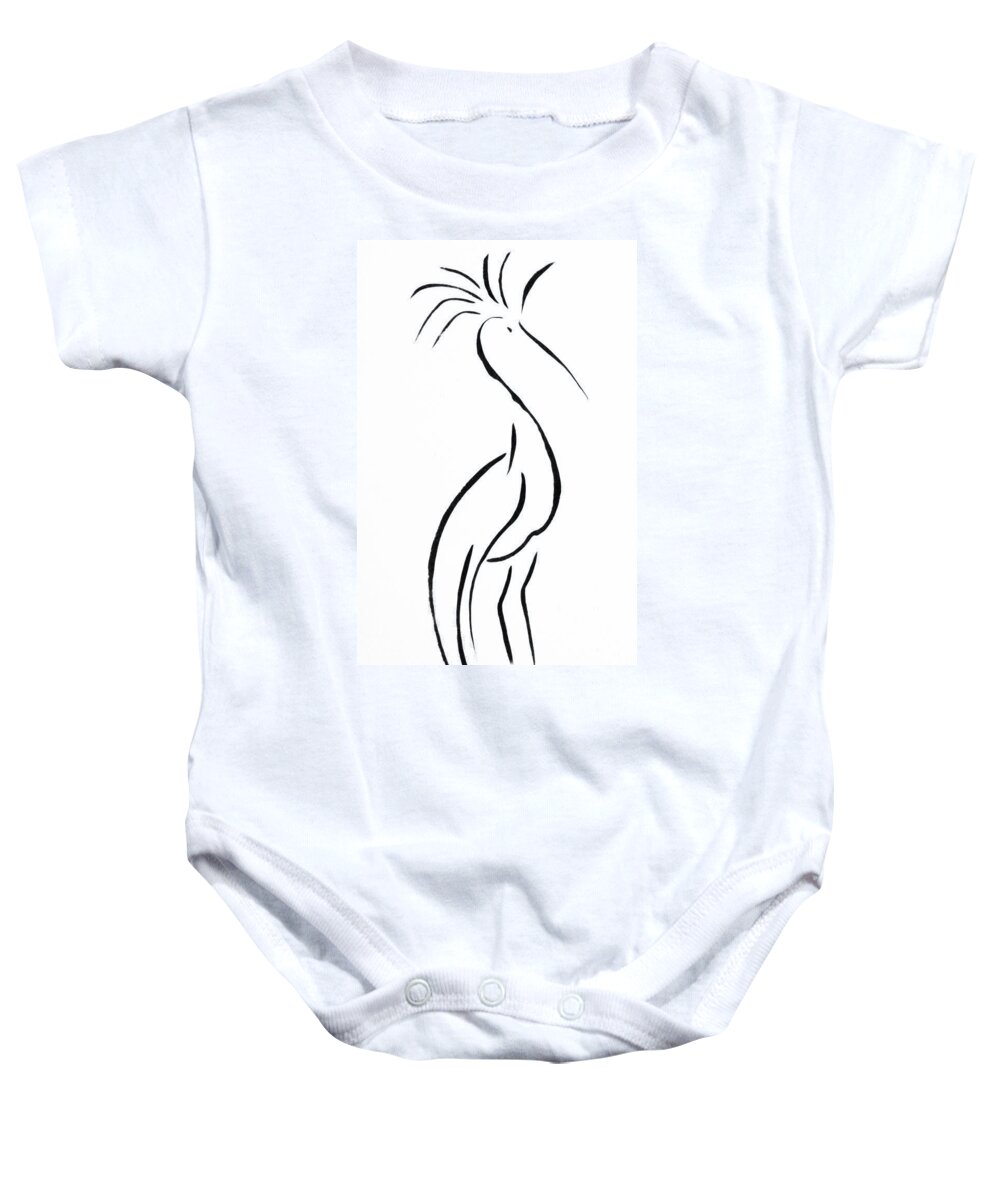 Crane Baby Onesie featuring the painting Crowned by Micah Guenther