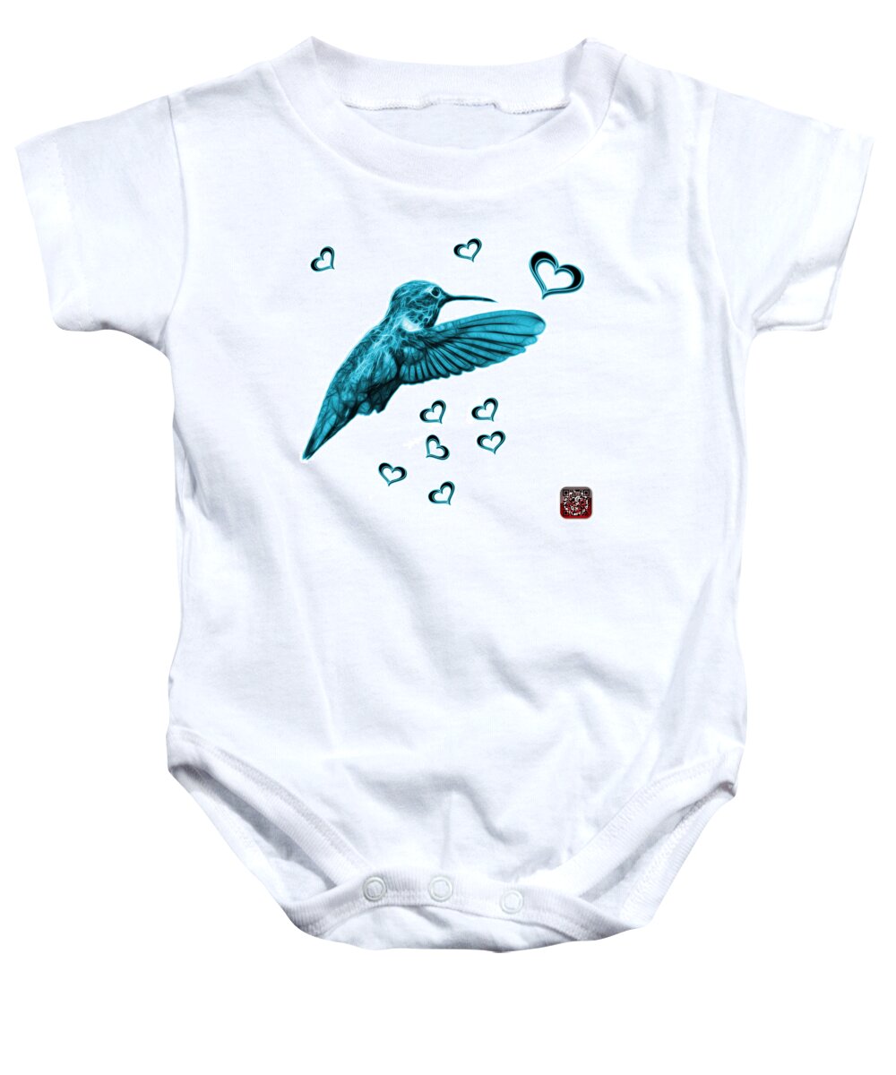 Hummingbird Baby Onesie featuring the digital art Cyan Hummingbird - 2055 F S M by James Ahn