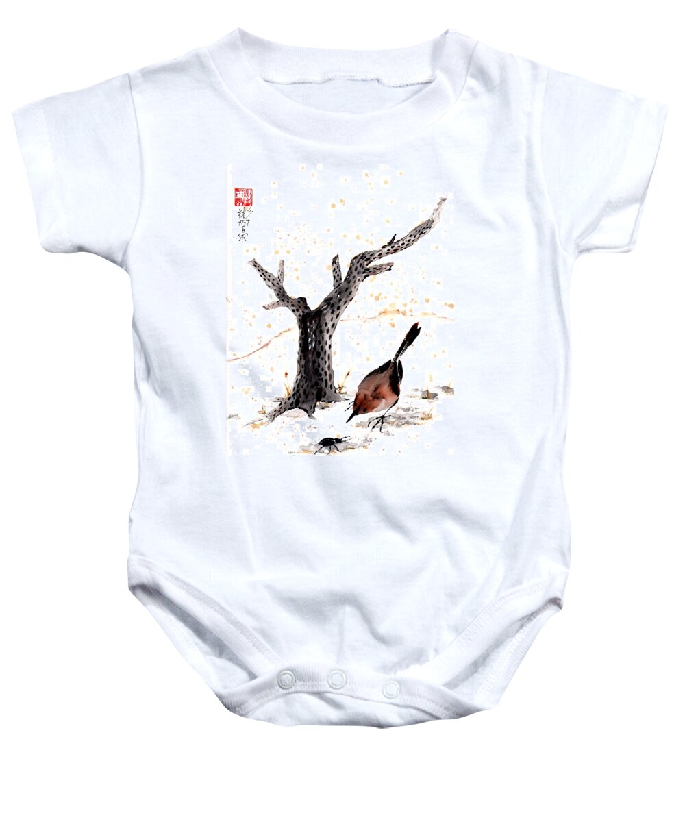 Chinese Brush Painting Baby Onesie featuring the painting Cycles of Life by Bill Searle