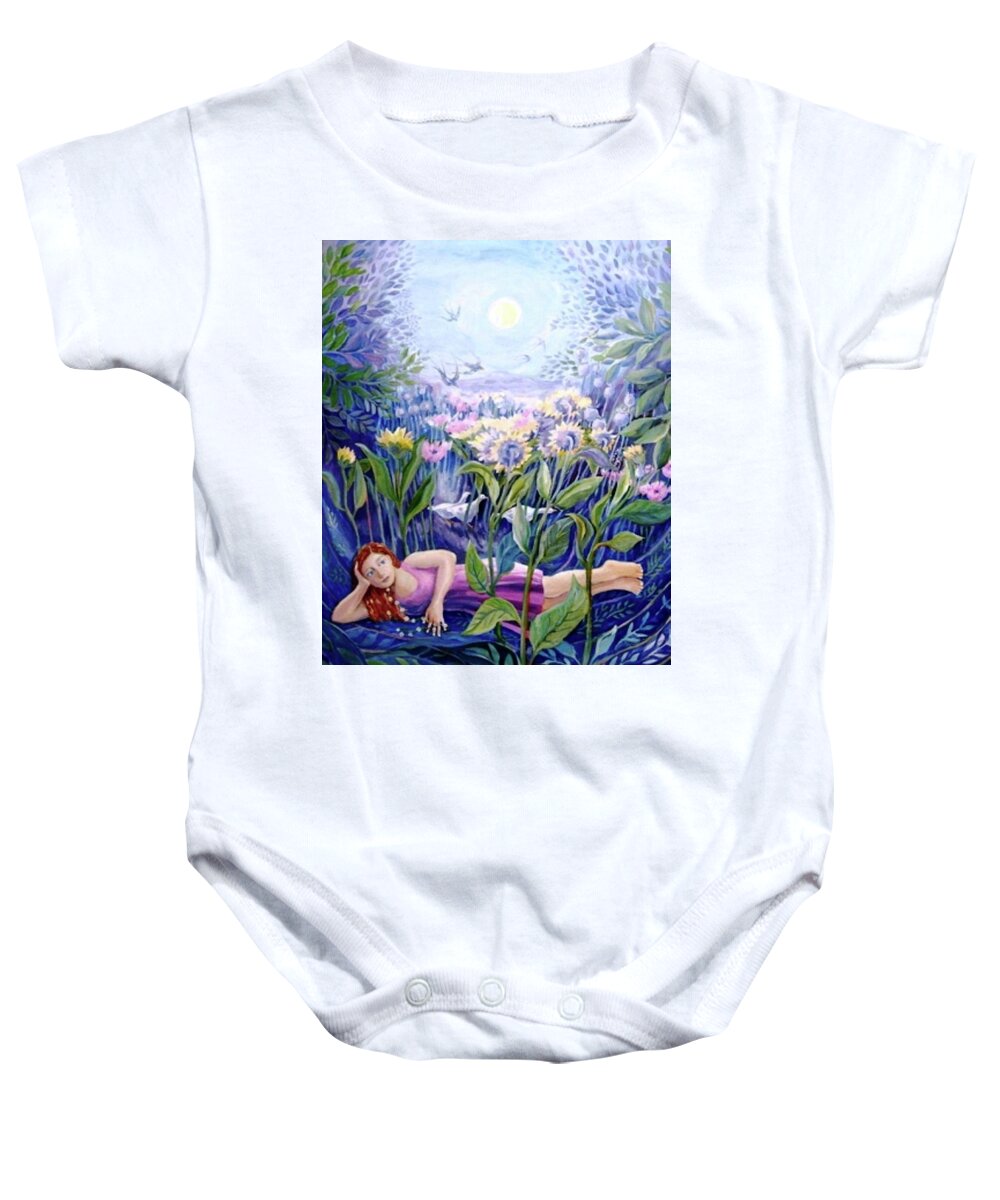Daisy Chain Baby Onesie featuring the painting Daisy Chain by Trudi Doyle