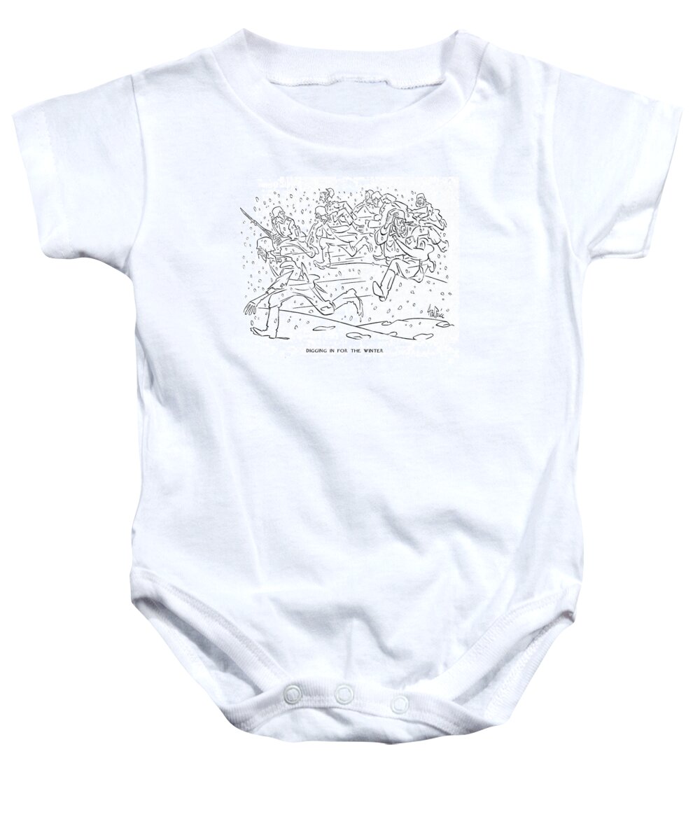 111630 Gpr George Price Baby Onesie featuring the drawing Digging In For The Winter by George Price