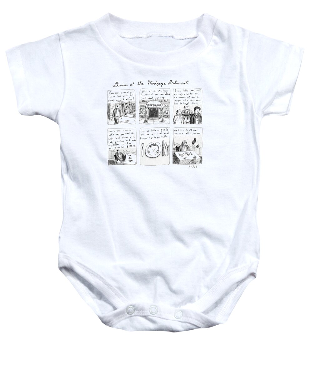 Dinner At The Mortgage Restaurant 
(offers An Accountant Baby Onesie featuring the drawing Dinner At The Mortgage Restaurant by Roz Chast