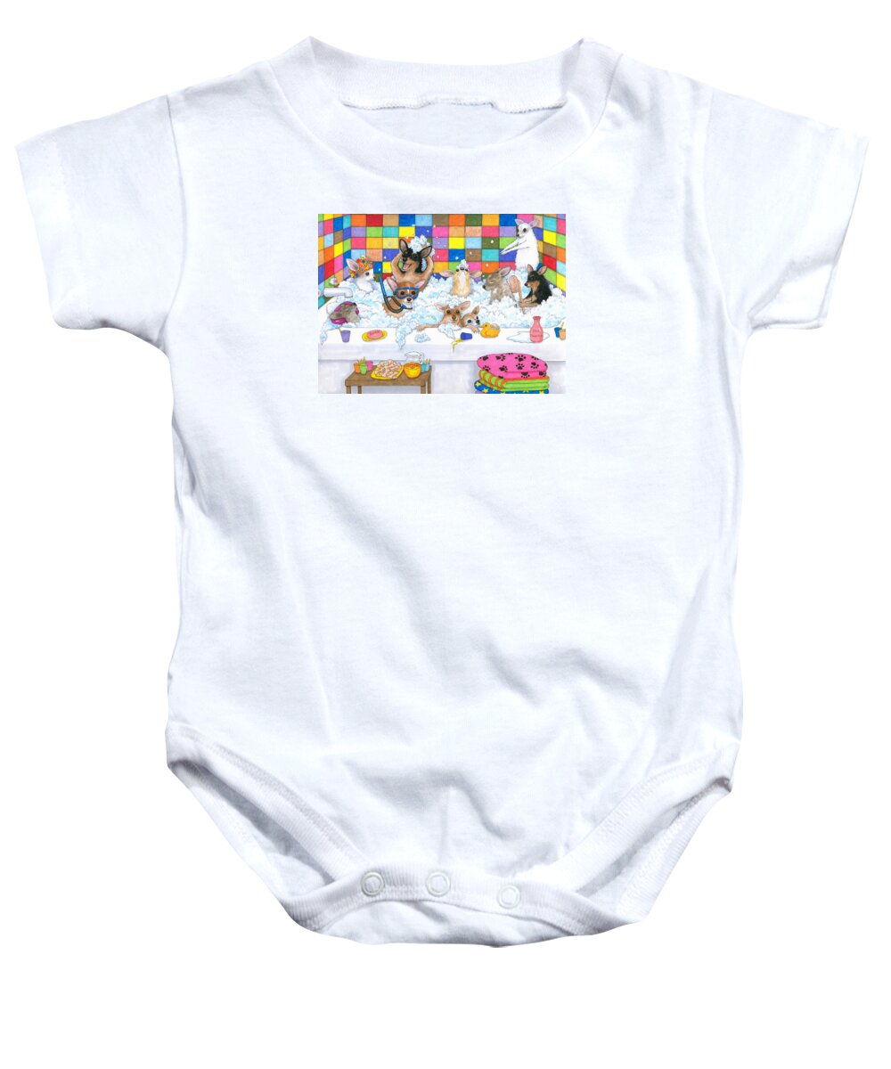 Dog Baby Onesie featuring the painting Dog 121 by Lucie Dumas