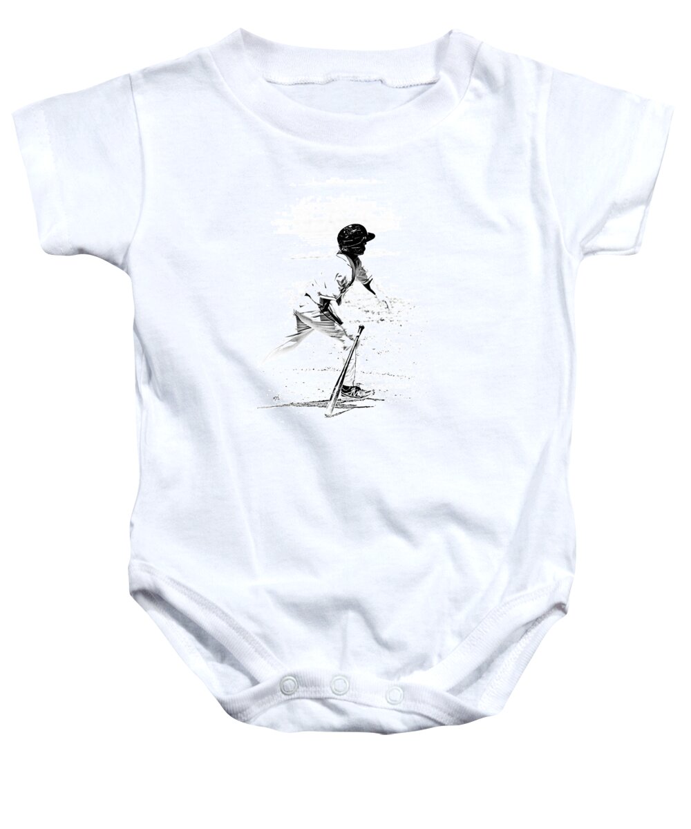 Baseball Baby Onesie featuring the photograph Doing It by Karol Livote