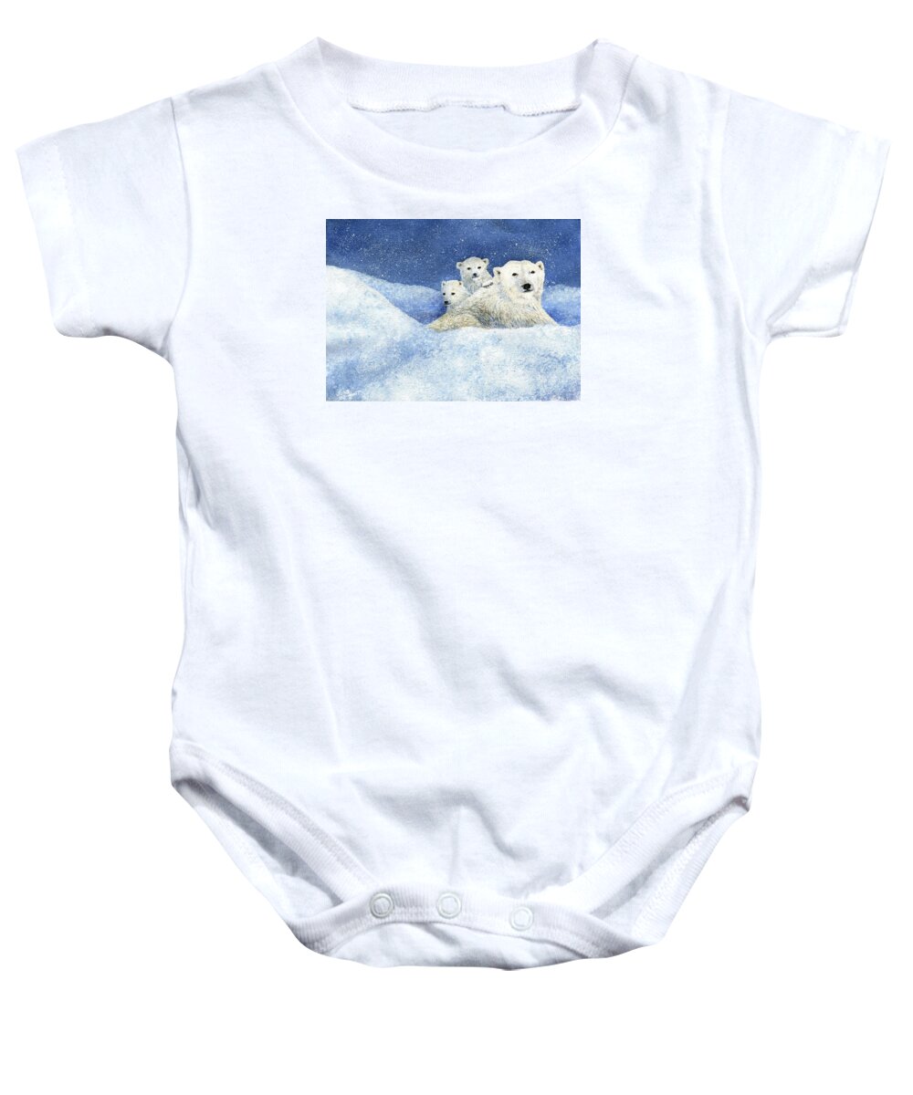 Polar Bear Baby Onesie featuring the painting Don't Mess with Momma by June Hunt