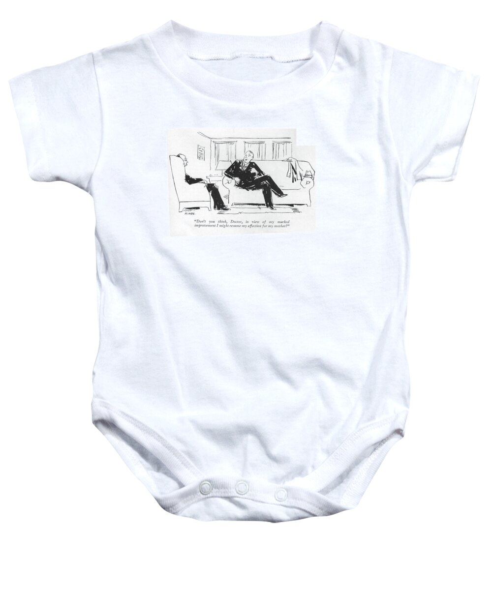 102465 Adu Alan Dunn Baby Onesie featuring the drawing Don't You Think by Alan Dunn
