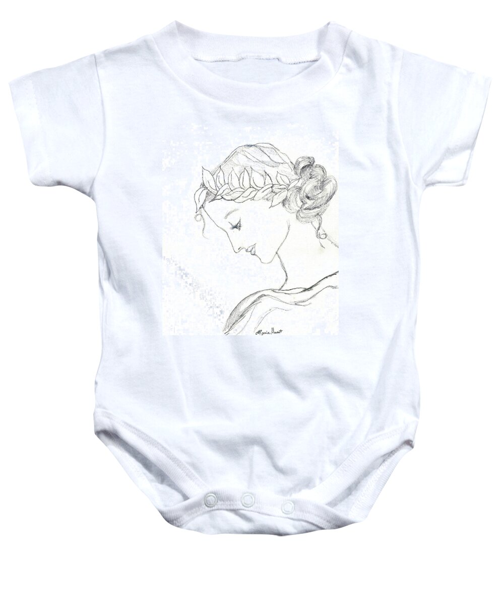 Muse Baby Onesie featuring the drawing Dreaming of the Dance by Maria Hunt