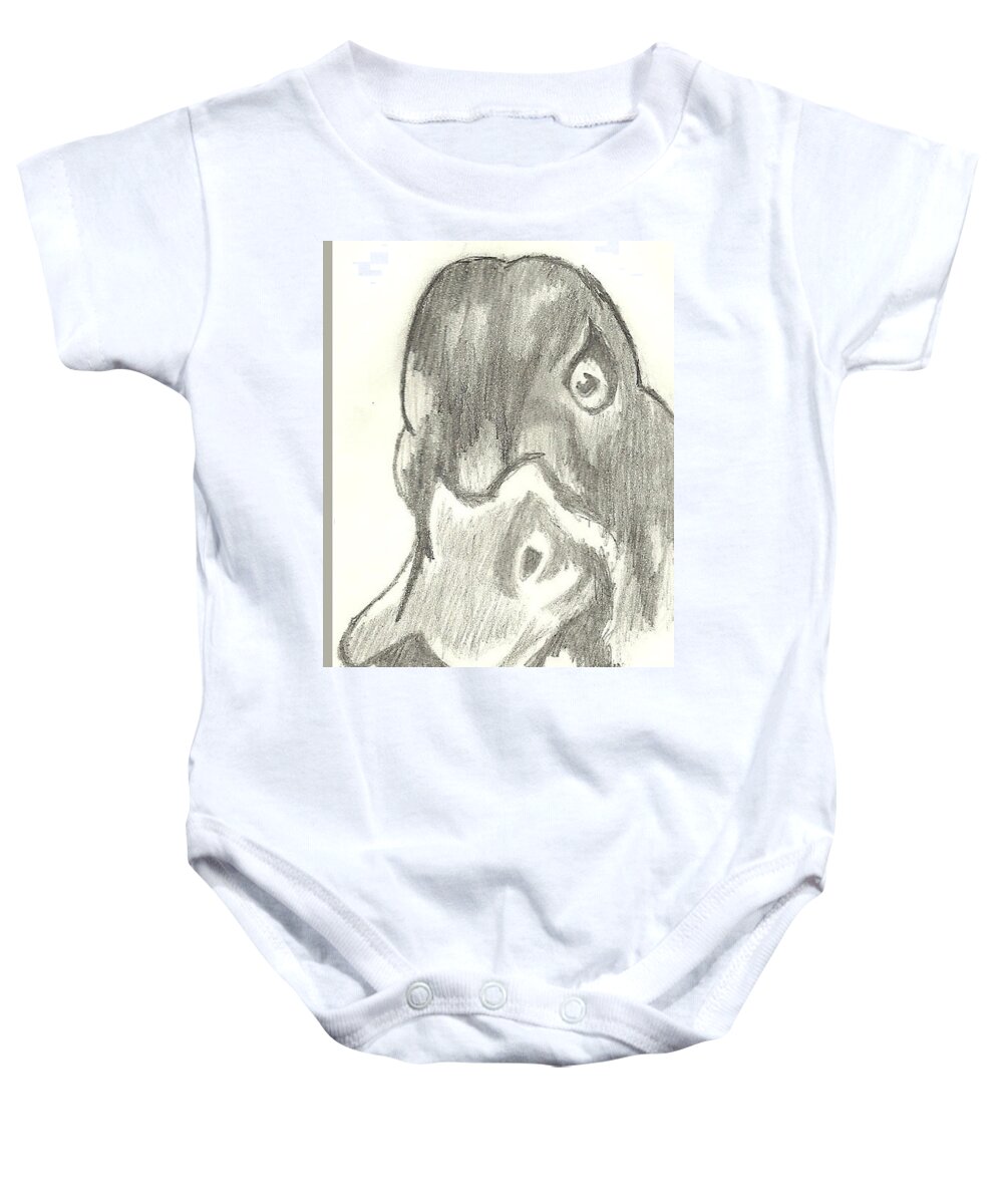 Duck Baby Onesie featuring the drawing Duck Bill in Pencil by Marissa McAlister