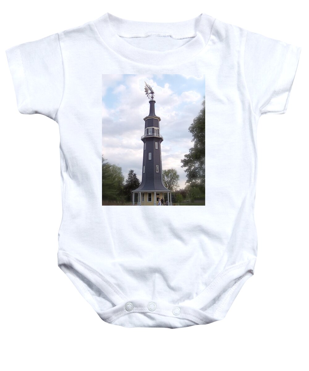 Windmill Baby Onesie featuring the photograph Dwight IL Restored Windmill by Thomas Woolworth
