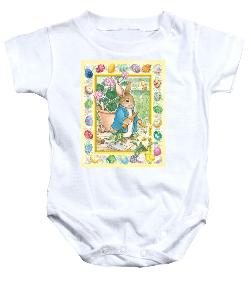 Easter Baby Onesie featuring the digital art Easter Bunny by Randy Wollenmann