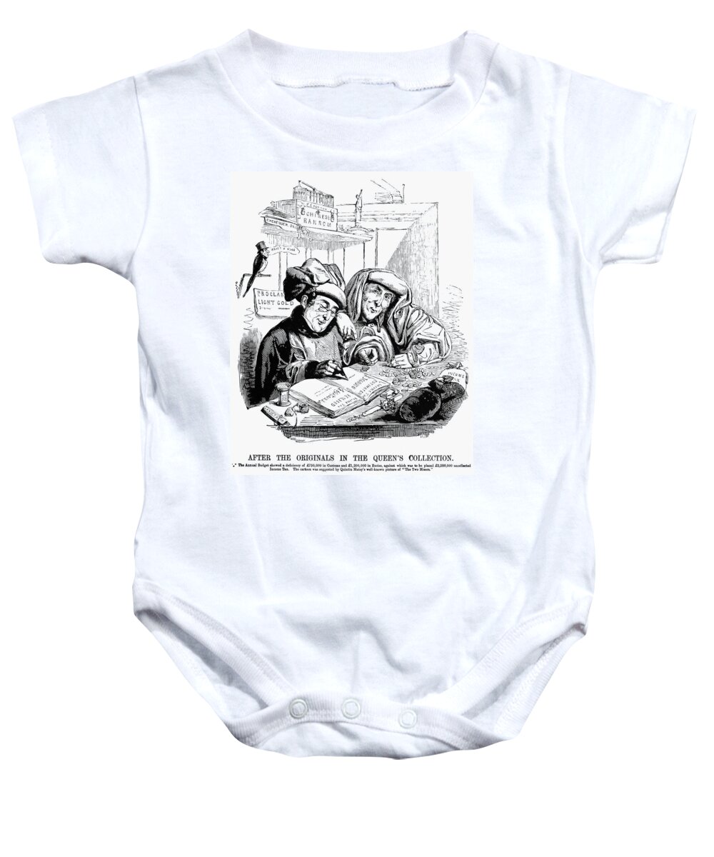 1843 Baby Onesie featuring the painting English Tax Cartoon, 1843 by Granger