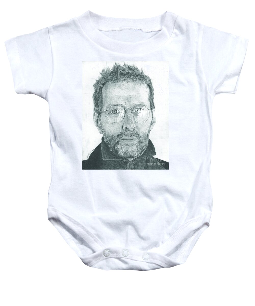 Eric Clapton Legendary Guitar Player Songwriter Slowhand Derek And The Dominoes Cream Baby Onesie featuring the drawing Eric Clapton by Jeff Ridlen