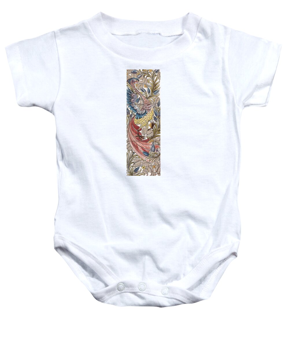 William Baby Onesie featuring the tapestry - textile Exotic Bird by Philip Ralley