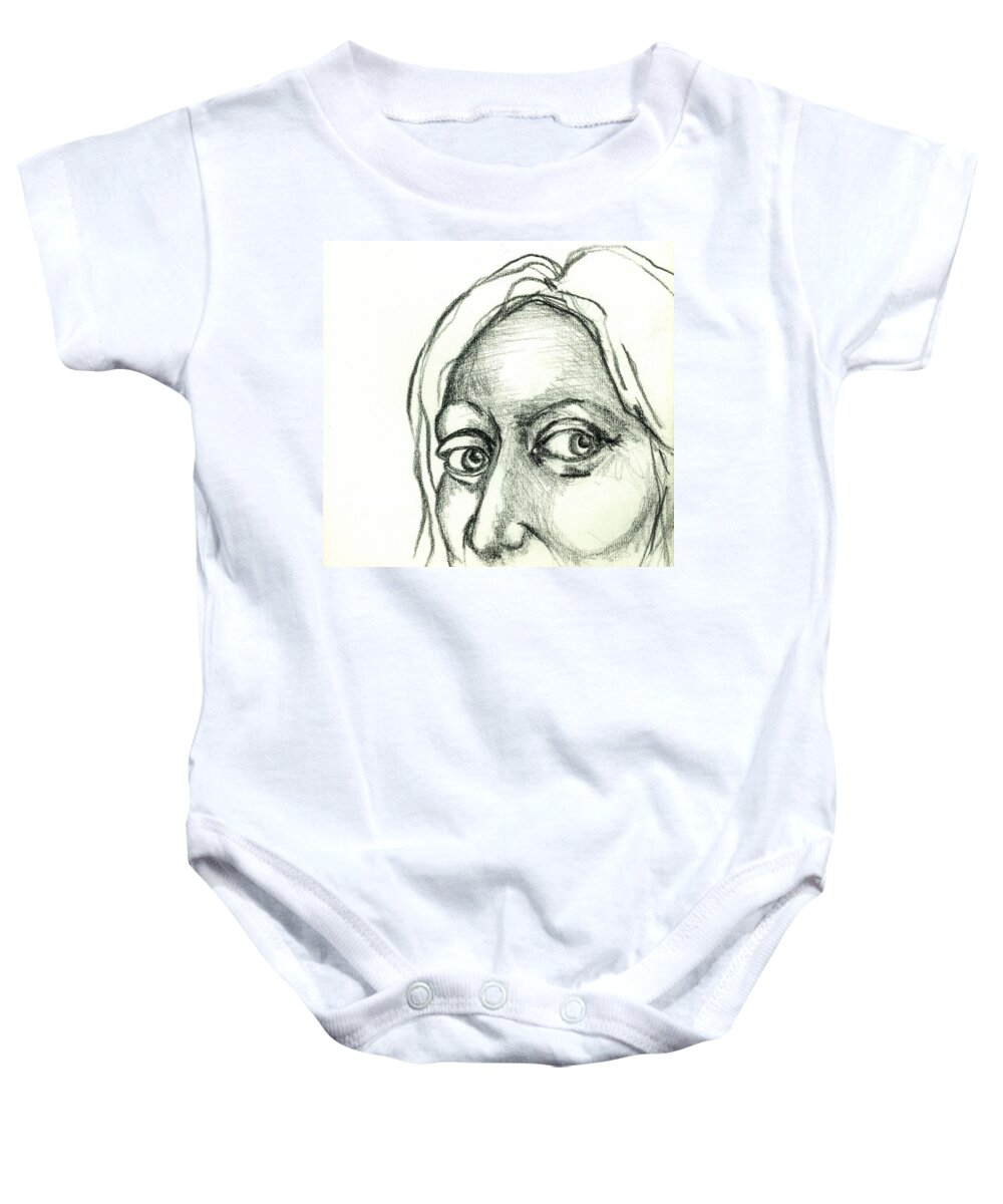 Drawing Baby Onesie featuring the drawing Eyes - The Sketchbook Series by Michelle Calkins