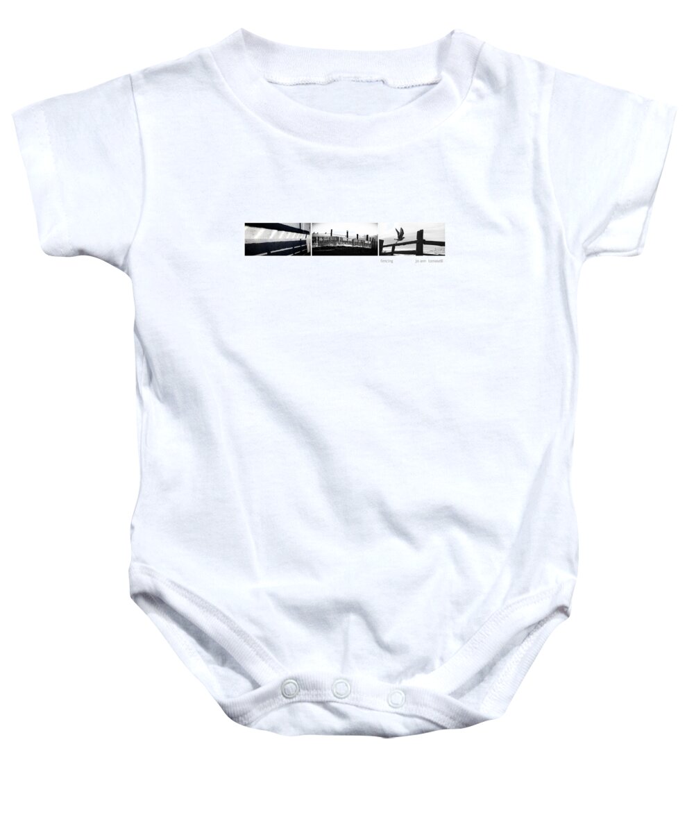 Fencing-triptych-art Baby Onesie featuring the photograph Fencing Triptych Image Art by Jo Ann Tomaselli