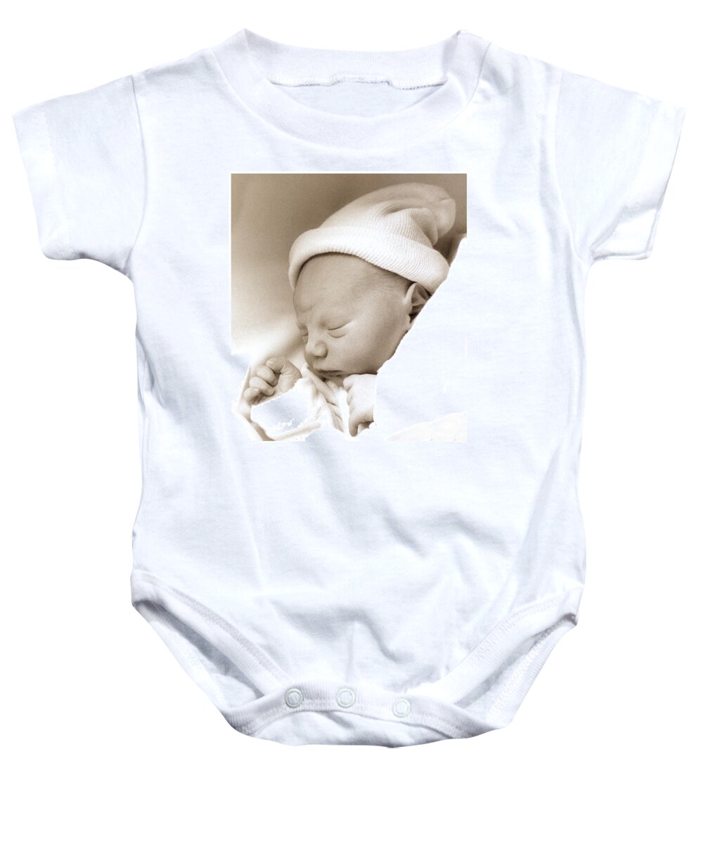 First Nap Baby Onesie featuring the photograph First Nap by Weston Westmoreland