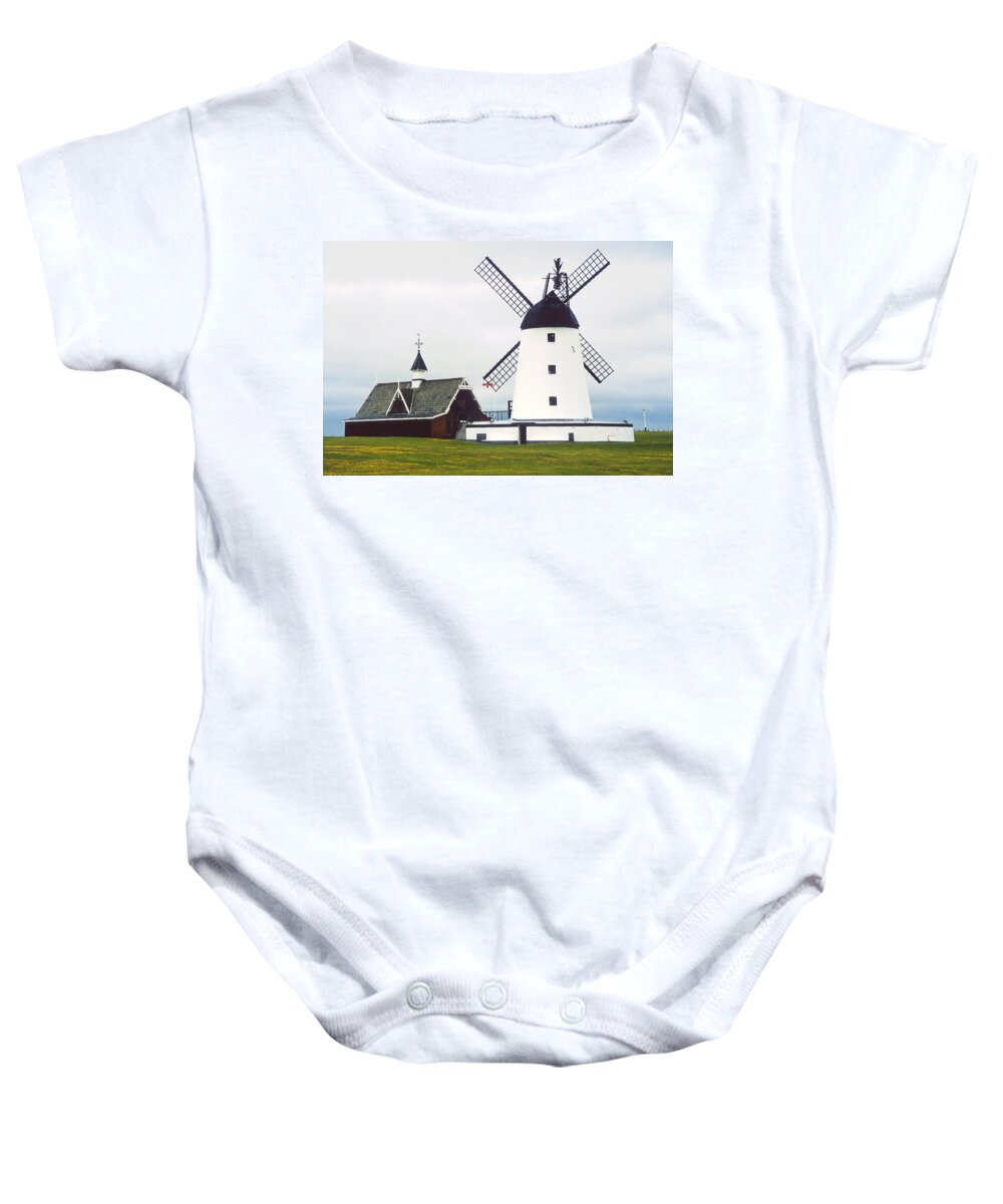 Lytham Baby Onesie featuring the photograph Windmill at Lytham by Gordon James